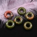 Perline a ciambella in pietra naturale Unakite lucida per gioielli fai-da-te verde e rosa - 16mm, Foro 6mm / Unakite