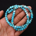 Macro detail of heart-shaped turquoise stone beads with natural brown mineral veins - Blue Turquoise Pattern Style (Size 5) / 6x6mm, 15g