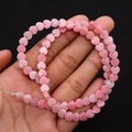 Macro detail of heart-shaped pink natural stone beads for DIY jewelry making - Cherry Pink Textured Style (No. 6) / 6x6mm, 15g