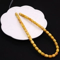 Macro detail of 8x10mm yellow emperor stone drum beads with natural red texture for DIY - Barrel Beads / No. 8 (Yellow Texture)