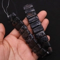 Polierte rechteckige schwarze Natursteinperlen mit zwei Löchern für DIY Schmuck - 10x20mm (Dicke 6mm) / Nr.15 (Schwarz Gefleckte Textur)