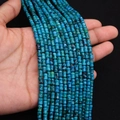 Détail macro de perles en pierre impériale en forme d'os pour la création de bijoux - 4x6MM / Bleu Cyan
