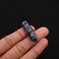 Polished hexagonal obsidian point stone for DIY jewelry and healing crystal decor - 8x33mm / Obsidian Pattern