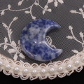 Polished blue and white natural sodalite stone crescent moon charm for DIY jewelry - 25x30mm, 8mm Thickness / Blue Spot Stone