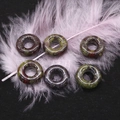 Set di perline donut in pietra naturale unakite verde e rosa per creazione gioielli - 16mm, Foro 6mm / Pietra Sangue di Drago
