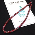 Macro shot of square-cut natural emperor stone beads with red and blue marble texture - 5x5mm / Deep Red Colorful Marble Texture (No. 3)