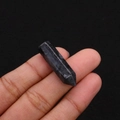 Handheld dark obsidian hexagonal prism stone for DIY jewelry and healing ornaments - 8x33mm / Larvikite