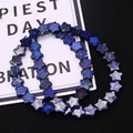 Blue star-shaped imperial stone loose beads for DIY jewelry making accessories - 10x10x4mm / No.16 (Dark Blue Textured)