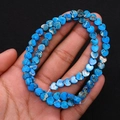Blue Imperial Jasper heart-shaped loose beads with natural brown veins for DIY jewelry - Sky Blue Mesh Style (No. 15) / 6x6mm, 15g