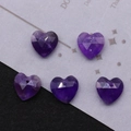 Macro detail of faceted purple crystal heart pendant with pre-drilled hole for DIY jewelry - Purple Crystal