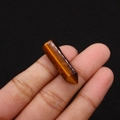 Hexagonal tiger eye stone prism pendant with natural brown chatoyancy texture finish - 8x33mm / Tiger's Eye