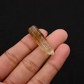 Handheld yellow crystal hexagonal prism stone with natural inclusions for DIY jewelry - 8x33mm / Watermelon Skin (Striped)