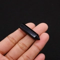 Handheld natural black obsidian hexagonal crystal point for DIY jewelry making - 8x33mm / Black Agate