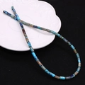 Polished 4x8mm imperial stone cylinder beads with sea blue marble texture for DIY jewelry - 4x8mm / Sea Blue (No.7)
