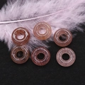 Set di 6 perline a ciambella in quarzo fragola naturale lucidato per gioielli fai da te - 16mm, Foro 6mm / Quarzo rosa