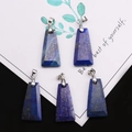 Lapis lazuli trapezoid pendants with deep blue hues and golden pyrite speckles - Trapezoid Pendant Set / Lapis Lazuli