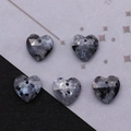 Faceted heart labradorite stone pendant with natural blue fire and top hole for DIY jewelry - Black Spectrolite