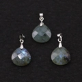 Pendenti in labradorite sfaccettata a goccia con riflessi naturali blu e gialli brillanti - Pietra Flash (Labradorite)
