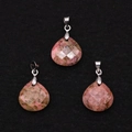 Pendenti in rodonite rosa sfaccettata a goccia con venature naturali nere - Rodonite con linee nere