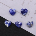 Set of 5 blue and white marbled heart-shaped faceted stone beads for DIY jewelry making - Blue Sodalite