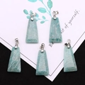 Trapezoid amazonite natural stone pendants with silver clasps for DIY jewelry making - Trapezoid Pendant Set / Amazonite
