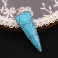 Macro de colgante triangular de piedra natural azul con borde dorado y anilla superior - 16x46mm / Turquesa Azul