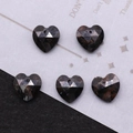 5-piece set of faceted heart-shaped dark natural stone charms for DIY jewelry making - Obsidian