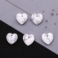 Faceted white marble heart bead with natural grey texture for DIY jewelry making - Howlite