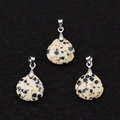 Ciondoli a goccia in pietra naturale maculata con ganci in argento per gioielli DIY - Diaspro dalmata