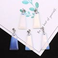 Trapezoid opal stone pendant with silver clasp for DIY jewelry making necklaces - Trapezoid Pendant Set / Opal