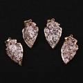 Set de colgantes de punta de flecha en piedra natural con bordes bañados en oro - 20-38mm / Piedra de Flor Marrón
