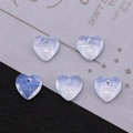 Faceted heart-shaped opalite stone beads in milky white with light blue tint for DIY jewelry - Opal