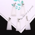 5-piece set of white trapezoid cut natural stone pendants with silver alloy clasps - Trapezoid Pendant Set / White Jade