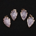 Colgantes de cuarzo rosa con forma de flecha y bordes dorados para bisutería artesanal - 20-38mm / Cristal de roca