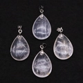 Waterdrop-shaped natural white crystal pendants with silver bails for DIY jewelry - 18x25mm / White Crystal