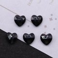 Five pieces of black faceted heart-shaped stones for DIY jewelry making and necklaces - Black Agate
