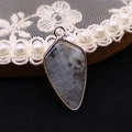 Colgante triangular de piedra natural ojo de tigre con borde chapado y enganche de metal - Piedra de Flash (Labradorita)