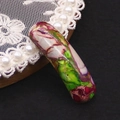 Macro view of colorful marble natural stone tube bead for DIY jewelry making - Pink Green Purple Marble (No. 1)