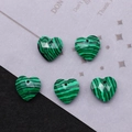 Faceted heart-shaped malachite stone pendants with green and black wavy patterns for DIY jewelry - Malachite