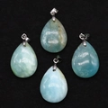 Waterdrop-shaped green amazonite stone pendants with silver clasps for DIY jewelry - 18x25mm / Amazonite