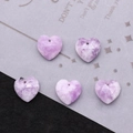 Faceted purple natural stone heart pendants for DIY jewelry making five pieces set - Phosphosiderite