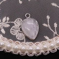 Water-drop white natural stone pendant with silver metal bezel and hanging ring - White Crystal