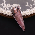 Colgante de rodonita triangular con borde de metal plateado para creación de joyería DIY - 16x46mm / Rodonita con líneas negras