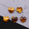 Five faceted heart-shaped Tiger Eye natural stone beads for DIY jewelry making - Tiger's Eye