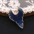 Colgante de ágata rayada azul con forma de cabeza de toro y borde dorado para joyería DIY - Azul Oscuro (No.4)
