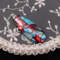 Pendentif en pierre en forme de goutte avec texture marbrée rouge et bleue - 16x42mm / Style de Texture Marbrée Entrelacée Rouge Bleu & Blanc (N° 2)
