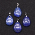 Lapis Lazuli water drop pendants with silver clips for DIY necklace making - 18x25mm / Lapis Lazuli
