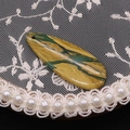 Pendentif turquoise en forme de goutte avec texture marbrée jaune-vert et finition polie chic - 16x42mm / Style à texture tachetée entrelacée jaune et vert (N° 4)