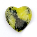 Macro shot of 20mm heart-shaped bumblebee jasper natural stone with polished texture - 20mm / Straw Yellow Turquoise