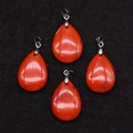 Deep red jasper teardrop pendant with natural black veins and silver metal bail clasp - 18x25mm / Red Jasper